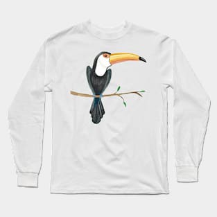 Watercolor tropical toucan design Long Sleeve T-Shirt